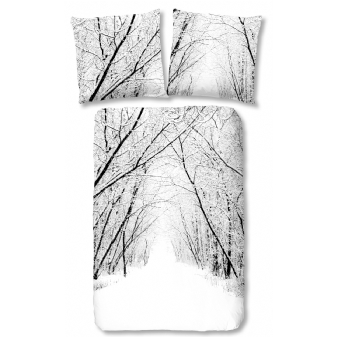 Bettwäsche Flanell/ Biber, Schneebedeckte Waldlandschaft, Weiß