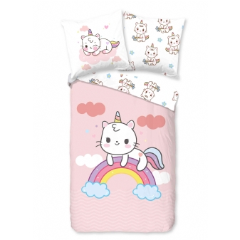 Kinder Bettwäsche, Baumwolle, Caticorn, Rosa