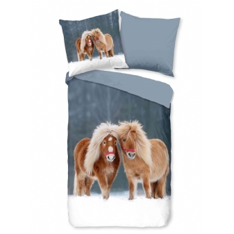 Bettwäsche Baumwolle, Shetland ponys im schnee, Multi