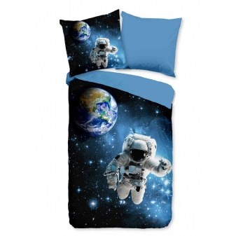 Kinder Bettwäsche, Baumwolle, Astronaut, Blau