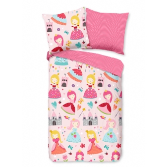 Kinder Bettwäsche, Baumwolle, Prinzessin, Rosa