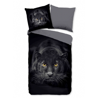 Bettwäsche Mikrofaser, Panther, Schwarz