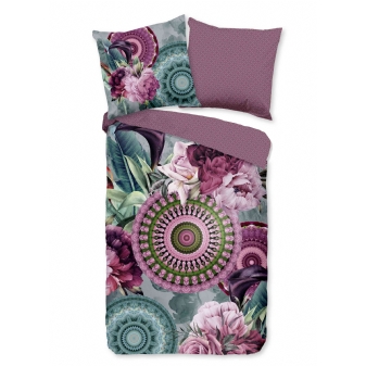 Bettwäsche Baumwolle Satin, Hip, Bandhura, Blumen und Mandalas, Multi