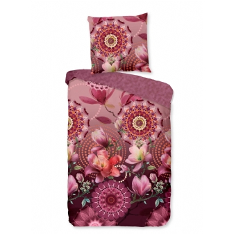 Bettwäsche Baumwolle, Hip, Blossom, Blumen und Mandalas, Bordeaux