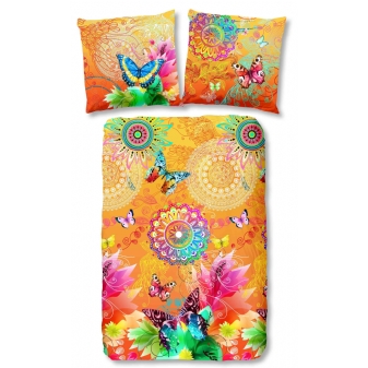 Bettwäsche Baumwolle, Hip, Delina, Schmetterlinge und Mandalas, Orange