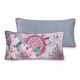 Dekorative Kissen, Polyvelvet, Inaya, Blumen und Mandala, Grau