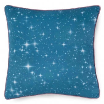 Dekorative Kissen, Polyvelvet, Kolya, Eule und Mandala, Blau