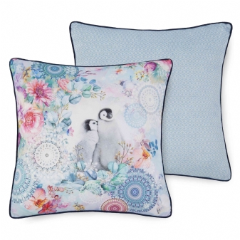 Dekorative Kissen, Polyvelvet, Rachna, Pinguinen und Mandalas, Grau