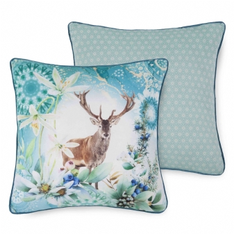 Dekorative Kissen, Polyvelvet, Xela, Hirsch und Mandalas, Multi