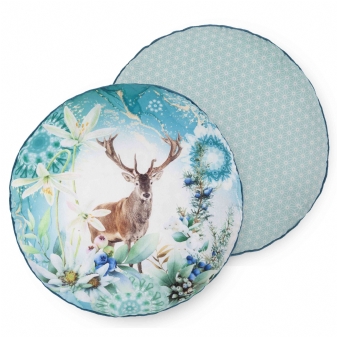 Dekorative Kissen, Rund, Polyvelvet, Xela, Hirsch und Mandalas, Multi