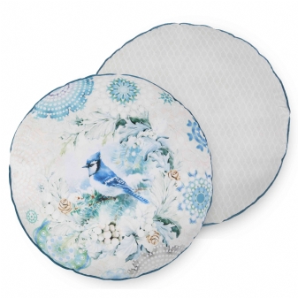 Dekorative Kissen, Rund, Polyvelvet, Camunda, Vogel und Mandalas, Multi