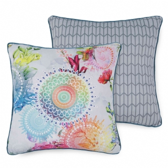 Dekorative Kissen, Polyvelvet, Ivrea, Mandalas, Grau