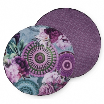 Dekorative Kissen, Rund, Polyvelvet, Bandhura, Blumen und Mandalas, Multi