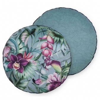 Dekorative Kissen, Rund, Polyvelvet, Allison, Blumen, Multi