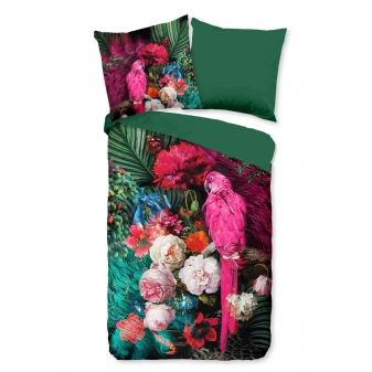 Bettwäsche Mikrofaser, Rosa Papagei, Multi