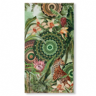 Strandtuch, Baumwolle Velours, Hip, Abhita, Blätter und Leopard, Grün
