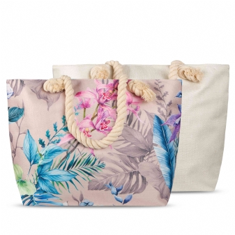 Strandtasche, Descanso, Mae, Blumen und Blätter, Sand