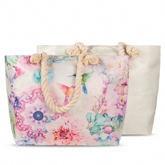 Strandtasche, Hip, Isaye, Vögel und Blumen, Multi