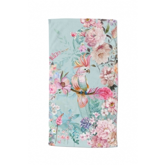 Strandtuch Mikrofaser, Good Morning, Papagei mit Blumen, Multi