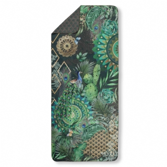 Sport/ Yoga/ Strandtuch, Hip, Botalia, Pfau und Mandalas, Grün