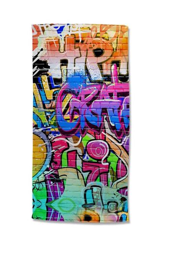 Strandtuch Mikrofaser, Kinder, Graffiti, Multi