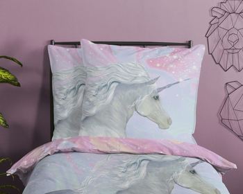 Kinder Bettwäsche Baumwolle, Good Morning, Einhorn, Multi