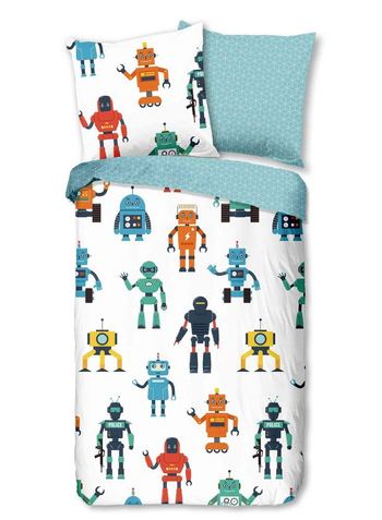 Kinder Bettwäsche Baumwolle, Good Morning, Roboter, Multi