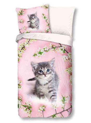 Kinder Bettwäsche Baumwolle, Katze, Rosa