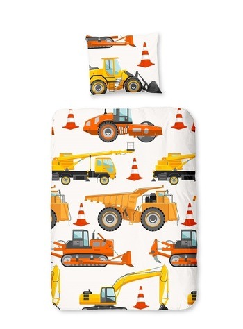 Junior Kinder Bettwäsche Baumwolle, Good Morning, Baumaschine, Multi