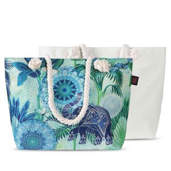 Strandtasche, Hip, Isara, Mandala/ Elefant, Grün/ Blau