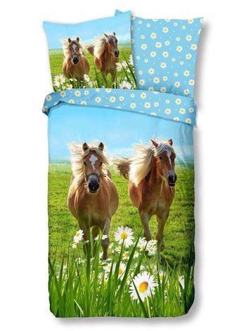 Kinder Bettwäsche Baumwolle, Good Morning, Pferde, Multi