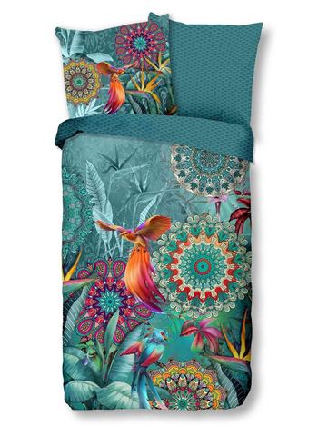 Bettwäsche Baumwolle Satin, Hip, Lovise, Vögeln und Mandalas, Petrol
