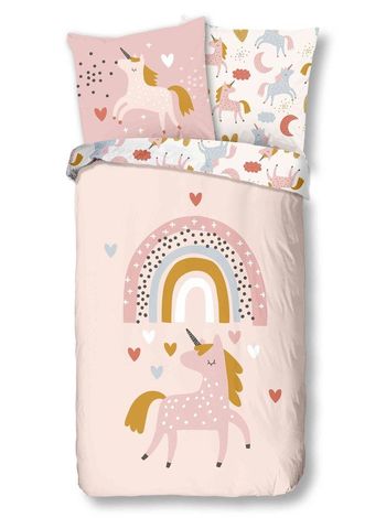 Kinder Bettwäsche Baumwolle, Einhorn, Rosa