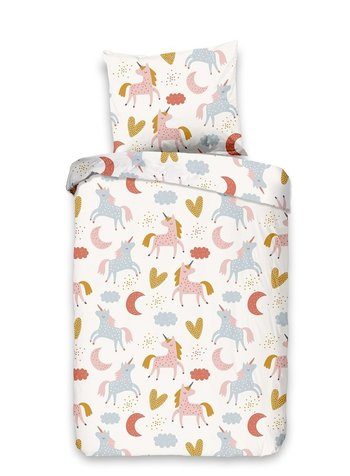 Junior Kinder Bettwäsche Baumwolle, Good Morning, Einhorn, Multi