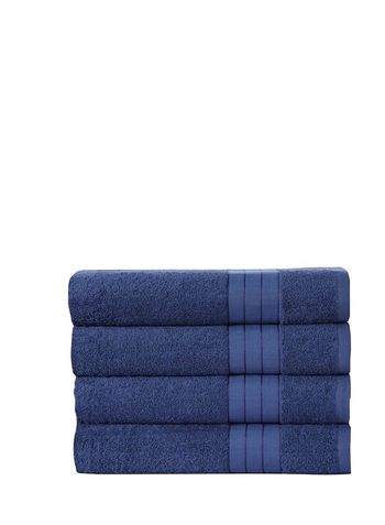 Handtücher Set, Baumwolle/ Frottier, Mit Webrand, 4 Stück, Denimblau
