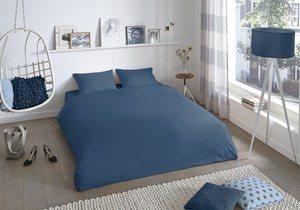 Spannbettlaken Renforcé, Good Morning, Denim Blau