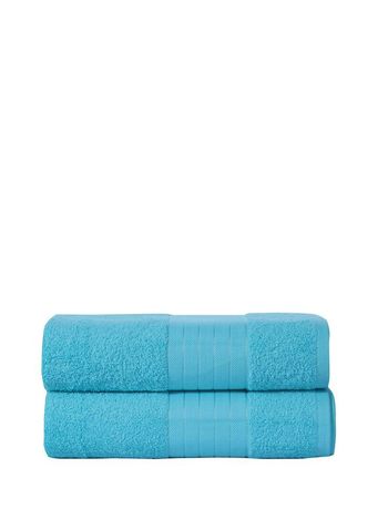 Badetücher Set, Baumwolle/ Frottier, Mit Webrand, 2 Stück, Türkis/ Aqua